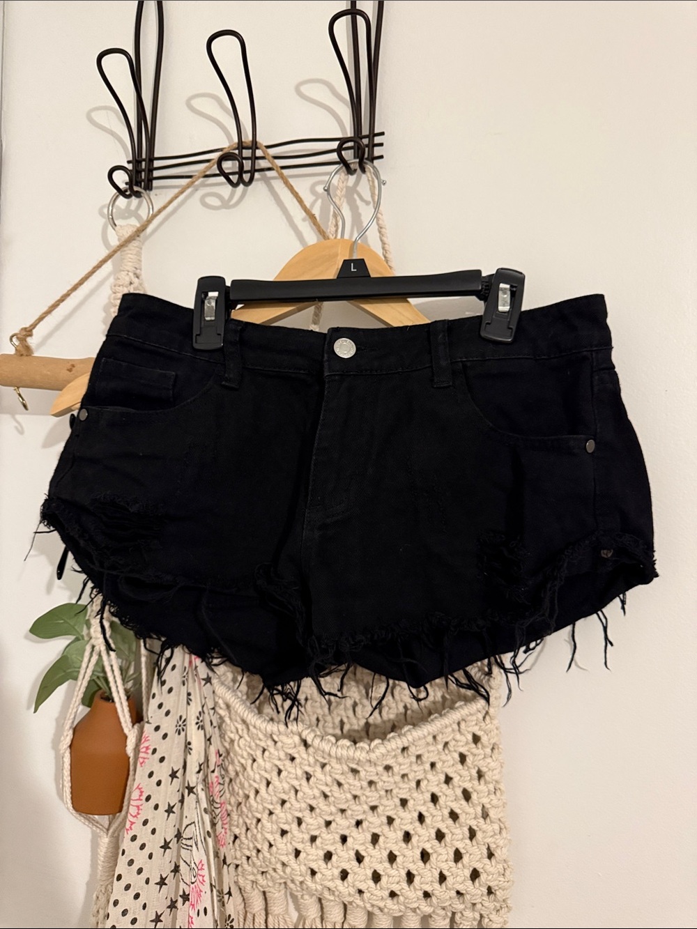 Black Distressed Women's Denim Shorts